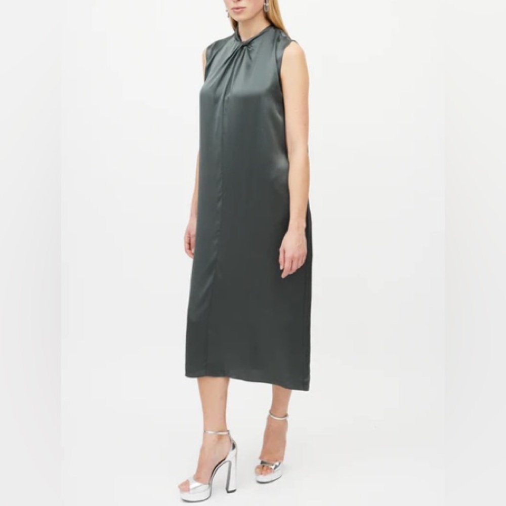 NWT 8 petite Banana Republic green knotted faux silk midi dress business